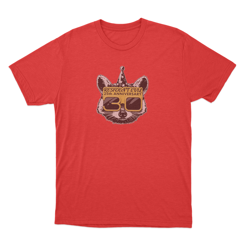Resident Evil 30th Anniversary Mr. Raccoon Unisex T Shirt Red Resident Evil 30th Anniversary Mr. Raccoon Unisex T Shirt Red