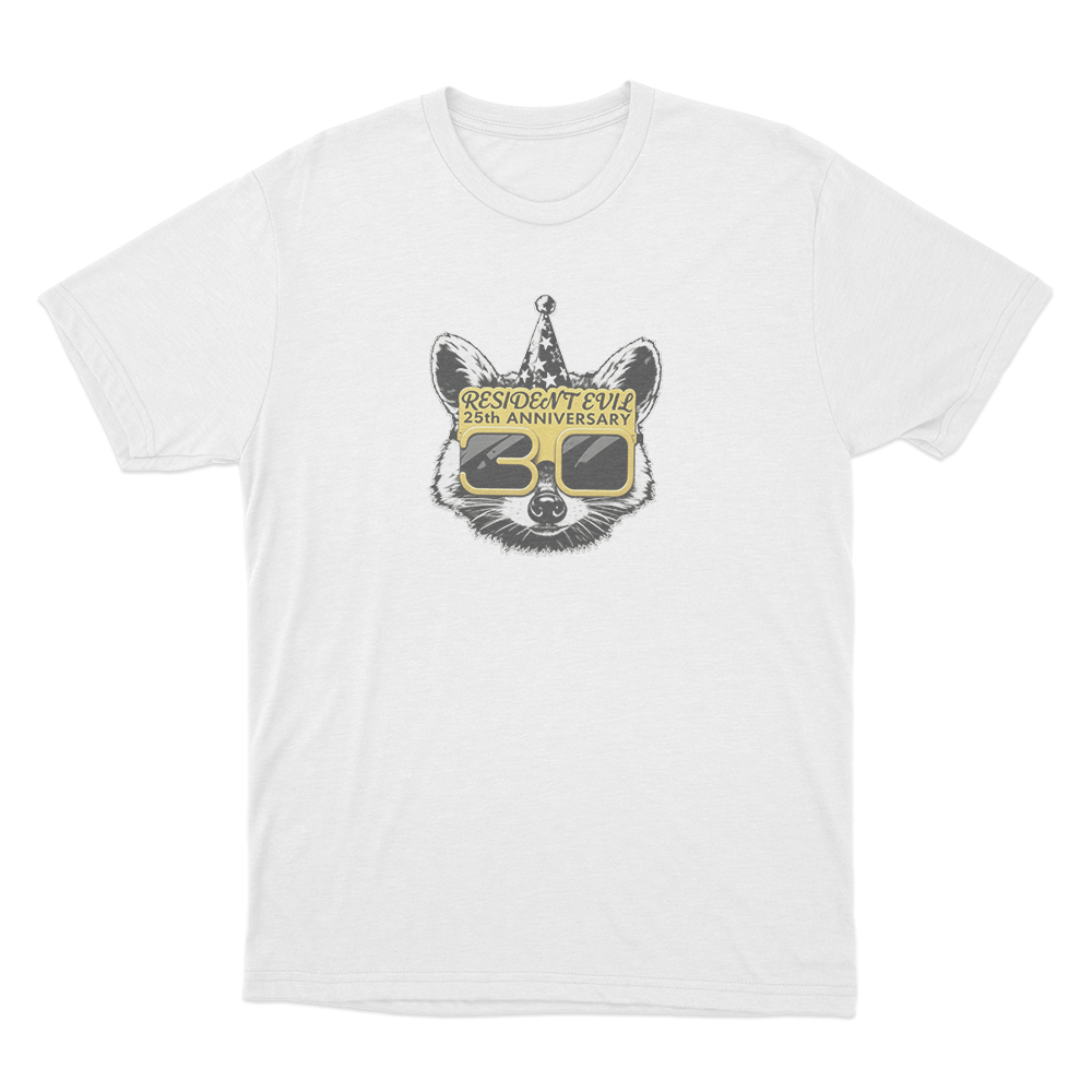 Resident Evil 30th Anniversary Mr. Raccoon Unisex T Shirt White Resident Evil 30th Anniversary Mr. Raccoon Unisex T Shirt White
