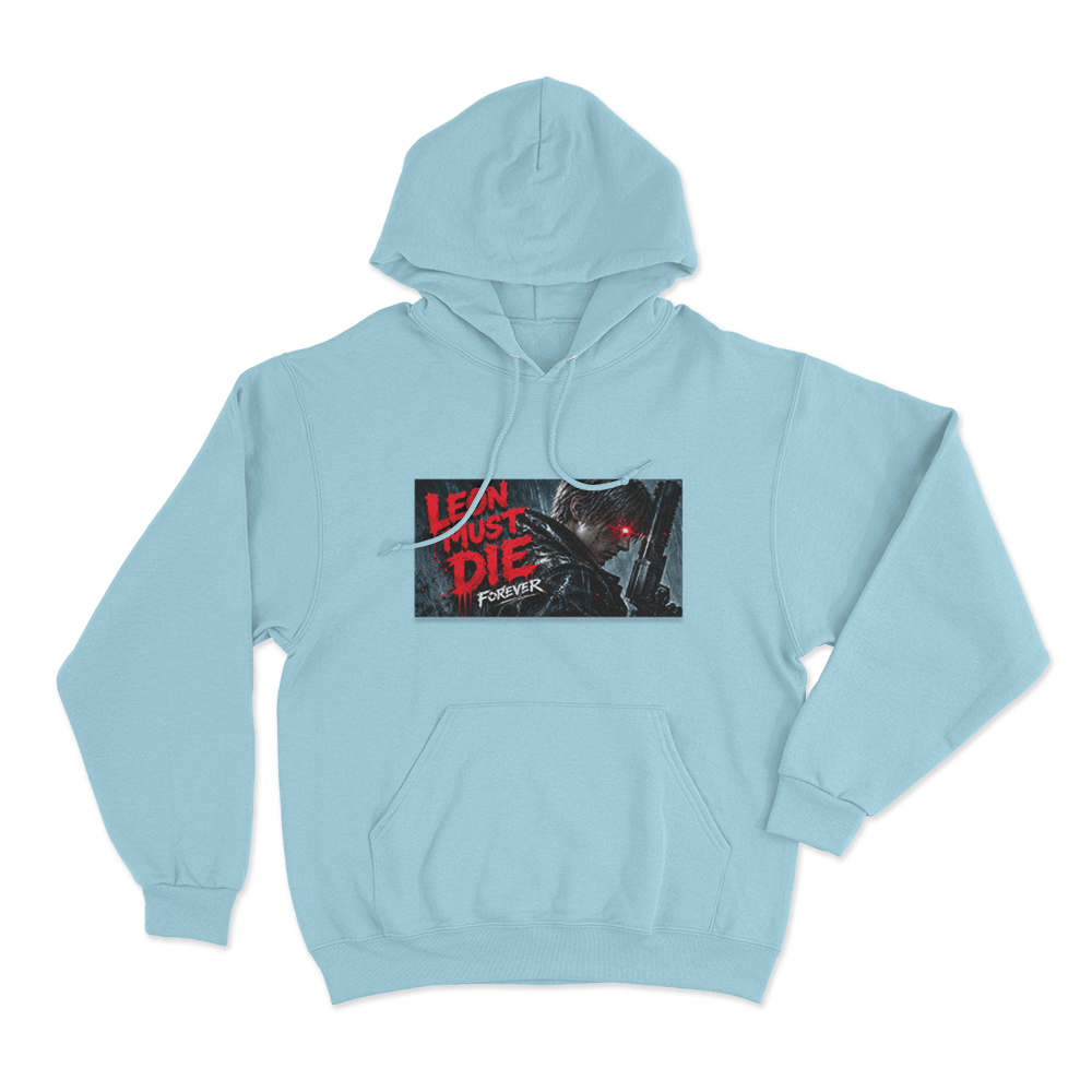 Resident Evil Requiem Leon Must Die Forever Unisex Hoodie Sky Blue Resident Evil Requiem Leon Must Die Forever Unisex Hoodie Sky Blue