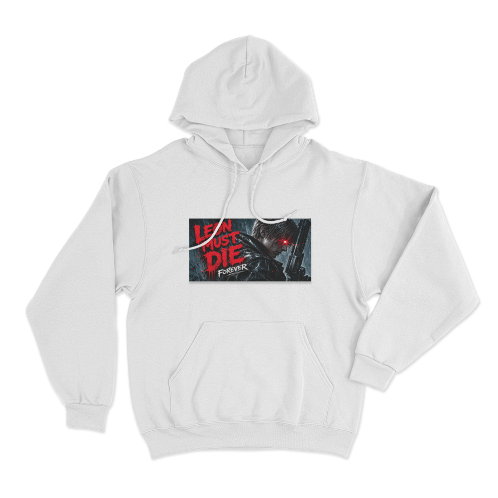 Resident Evil Requiem Leon Must Die Forever Unisex Hoodie White Resident Evil Requiem Leon Must Die Forever Unisex Hoodie White