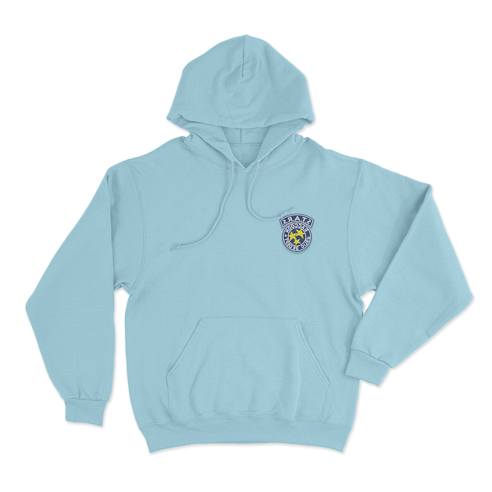 S.T.A.R.S. Raccoon Police Badge Unisex Hoodie Sky Blue S.T.A.R.S. Raccoon Police Badge Unisex Hoodie Sky Blue